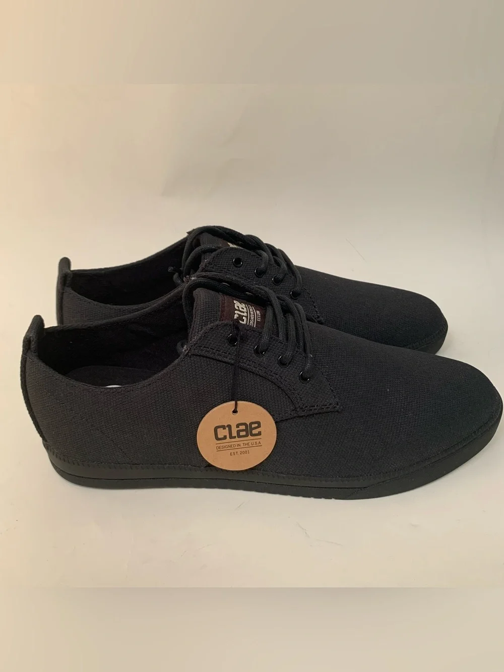 Clae Ellington Textile - Men's Black Waxed Canvas Shoes - sz 8 Preppy